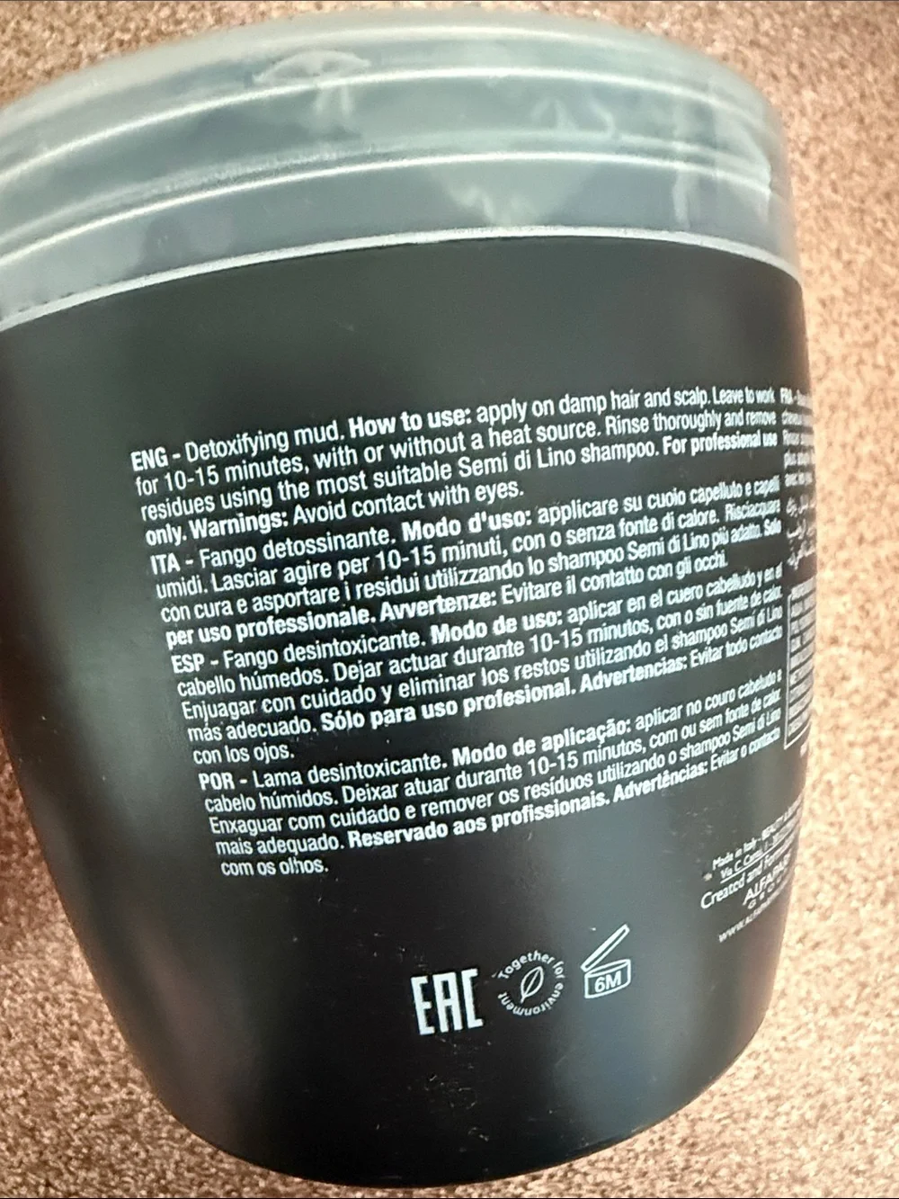 Alfaparf Milano Sublime Detoxifying Mud - Black Jar